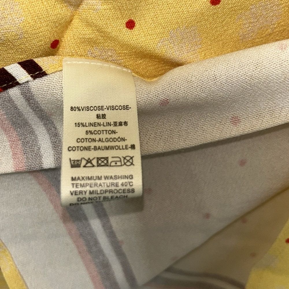 Free People Yellow Pattern Linen Blend Sarong(One size) - Picture 4 of 6